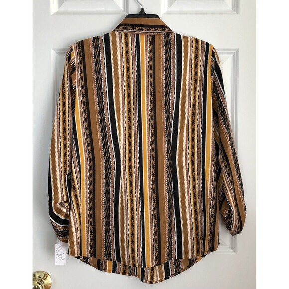 RUBY RD. WOMEN'S PETITE MEDIUM SPLIT BUTTON MIXED STRIPE TOP 3/4/LOG SLEEVES ROL - Picture 6 of 11